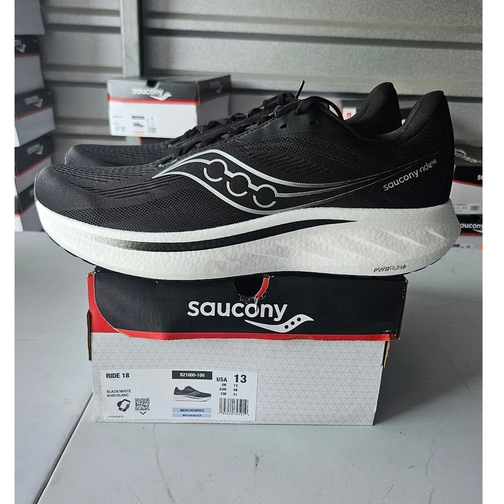 Saucony Ride 18 Mens Running Shoes Black White S21000-100 Size 13 NEW